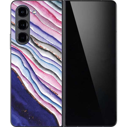 Violet Watercolor Geode Galaxy Z Fold5 5G Skin